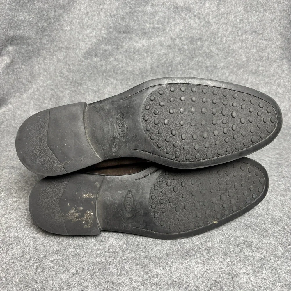 Tod's Dark Brown Gray Leather Calfskin Suede Chukka Lace Up Ankle Boots Mens 11